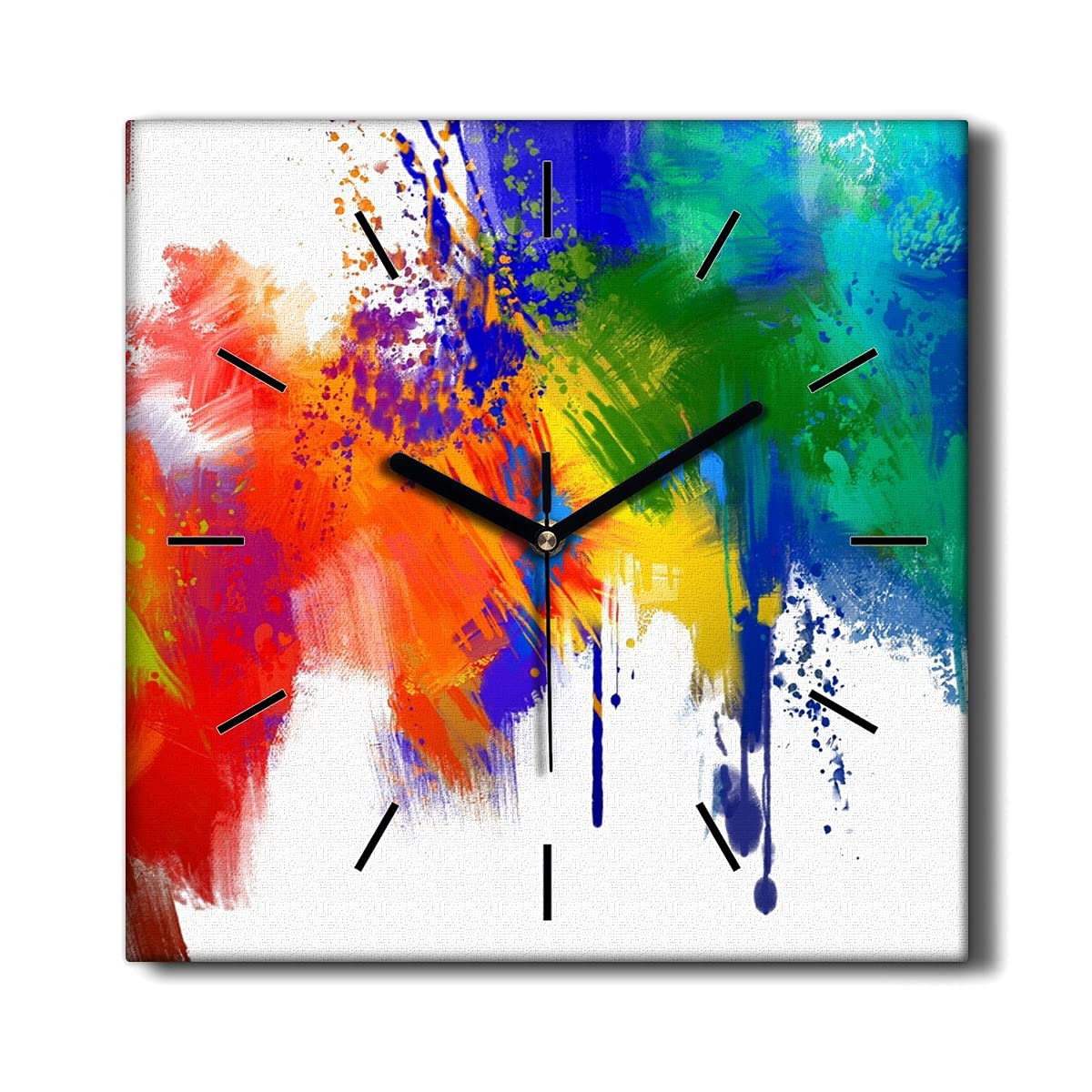 Horloge sur toile 30x30 cm Coloray sans tic-tac motif peinture taches