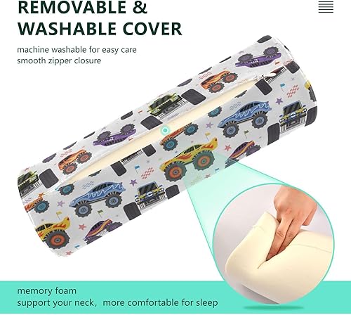 Miniatura 5 de linqin Colorful Trucks Yoga Bolster Pillow Round Therapeutic Neck Roll Pillow Outdoor Round Pillows Round Cushion Round Pillow Covers with Zipper