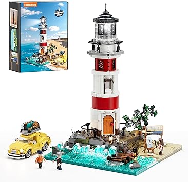 Lumibricks City Sunrise Lighthouse Lighting-Building-Bricks-Set - 1632 Pcs Road Trip Lighthouse Modular Collection LED Light Building Set for Adults and Travelling Enthusiasts