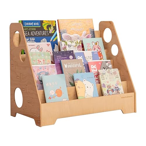Woodandhearts Montessori - Estantería de suelo para niños pequeños, almacenamiento de madera para niños, estantería frontal para guardería, muebles