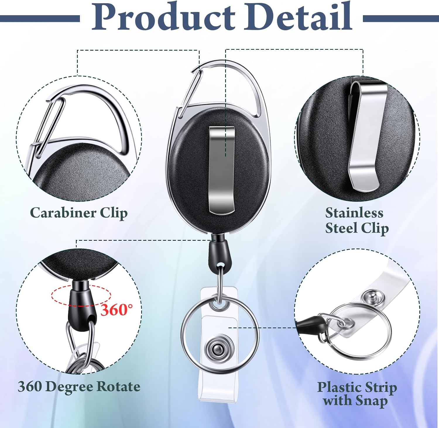 Dispowreath 12 Pack Retractable ID Badge Holder with Breakaway Lanyard, Cruise Ship Cards Holder with Heavy Duty Badge Reel and Detachable Keychain for Office Worker Employee Doctor Nurse Gifts