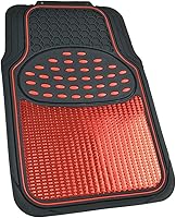 Vista 2 de Tapetes de caucho metálicos BDK para automóvil, SUV y camión - Protección resistente semiajustable de 2 colores, Rojo/Negro