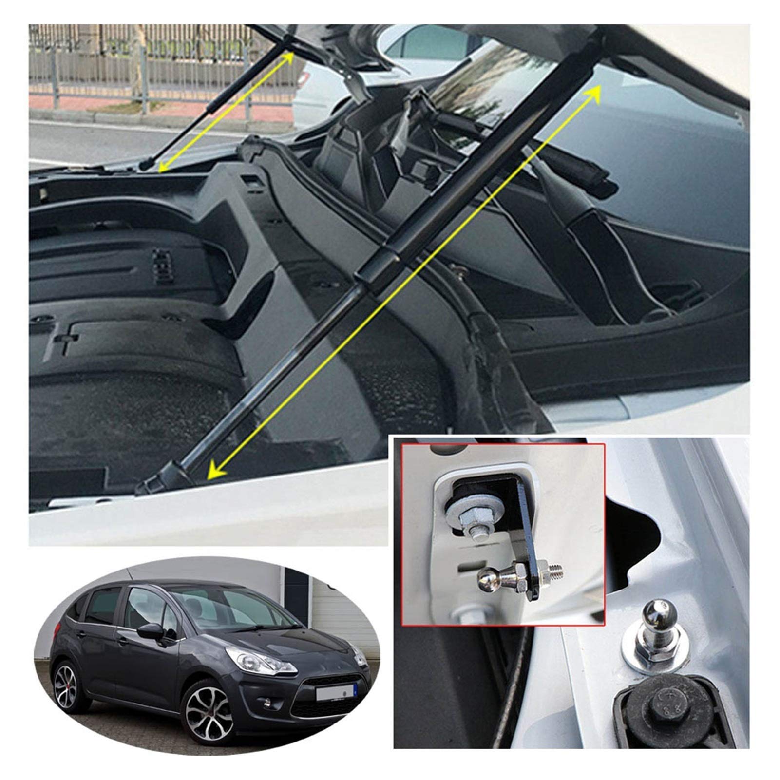 Barra de Soporte de Coche F Citro C3 2009-2016 Capó Delantero BonnModify Gas Struts ShoDamper Lift SupporAbsorb Capó de capó de Coche