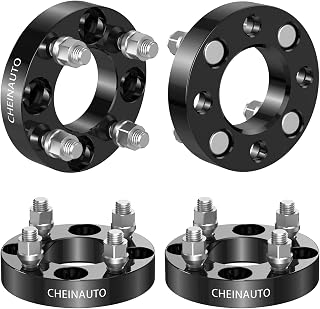 2 PCS 1 Inch 4x4 Wheel Spacers, Compatible with EZ GO, EZGO, Club Car Golf Cart, 25mm Thick, 66mm Center Bore, M12x1.5 Threaded Studs, 6061-T6 Aluminum Hub Gasket