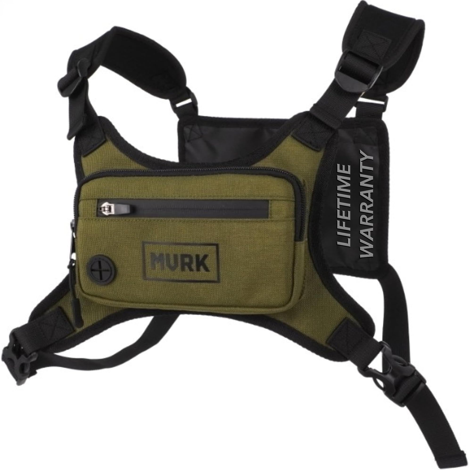 MVRK Waterproof Chest Pack - Minimalist Pack for Workout with Phone Holder and Extra Storage Lightweight Vest Running Backpack, green