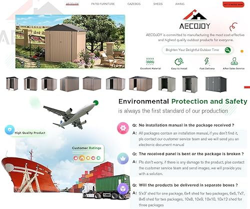 Vista 6 de AECOJOY Cobertizo de 6 x 4, pequeños cobertizos de almacenamiento de metal para exteriores y espacio libre de almacenamiento, 4 x 6 pulgadas