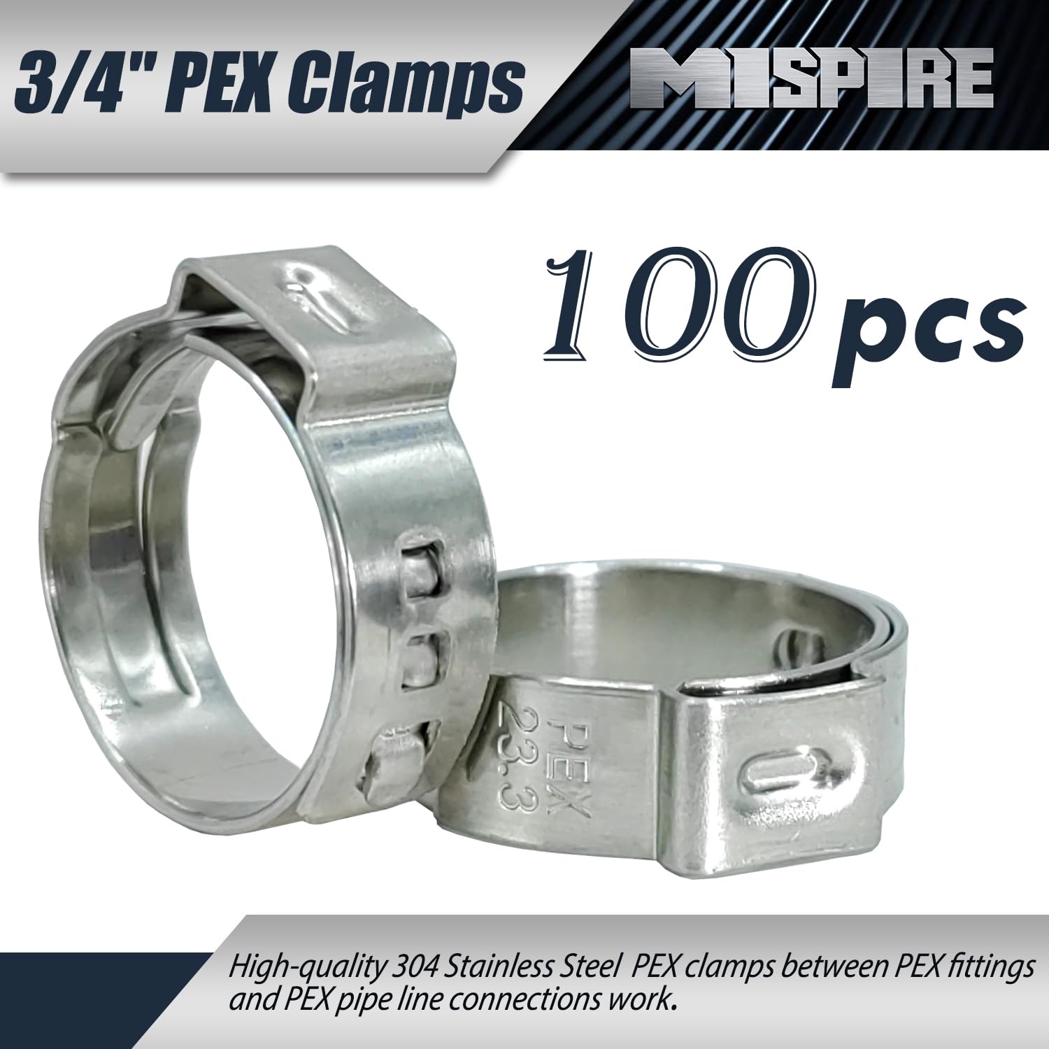 Collier De Fixation - Acier Inoxydable - Plage De Serrage 15 à 89 Mm - Filetage M 8 - Largeur B 20 Mm - Prix Par Pièce