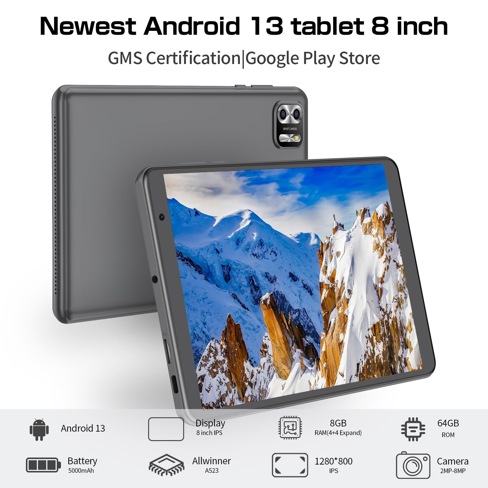 NEWISION Tablet 8 polegadas,Tablet Android 13 8GB RAM(4+4Expand