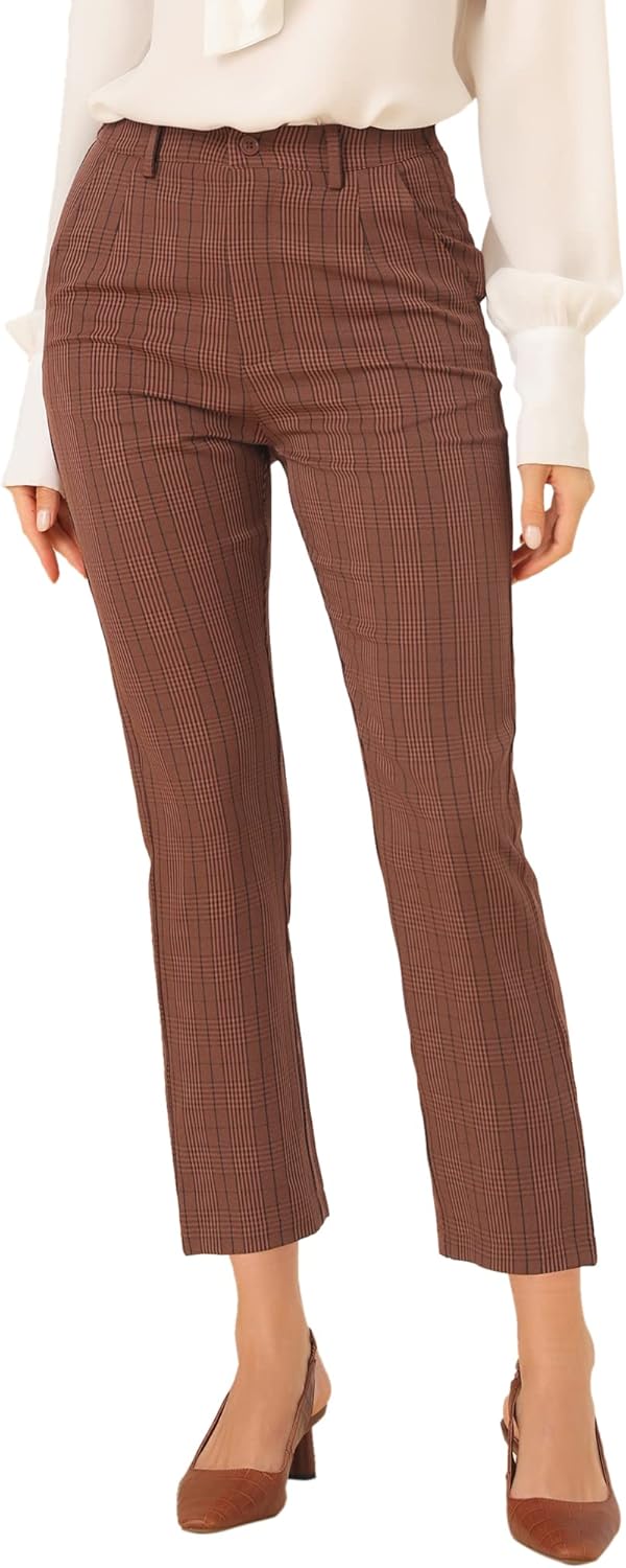 Allegra K Women's Work Dress Pants High Waisted Office Ankle Pants