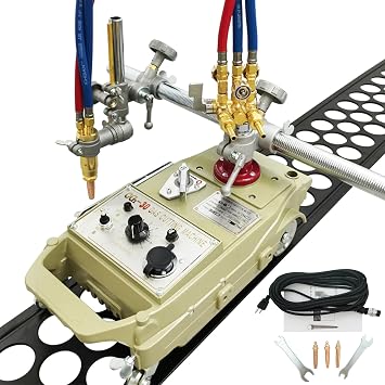 Track Torch Portable Gas Cutting Machine with Position Gauge, Acetylene/Propane Cutter for Straight & Bevel Cutting, 5.9 ft Track, 1.97" 29.5"/min Speed, up to 17.7" Steel
