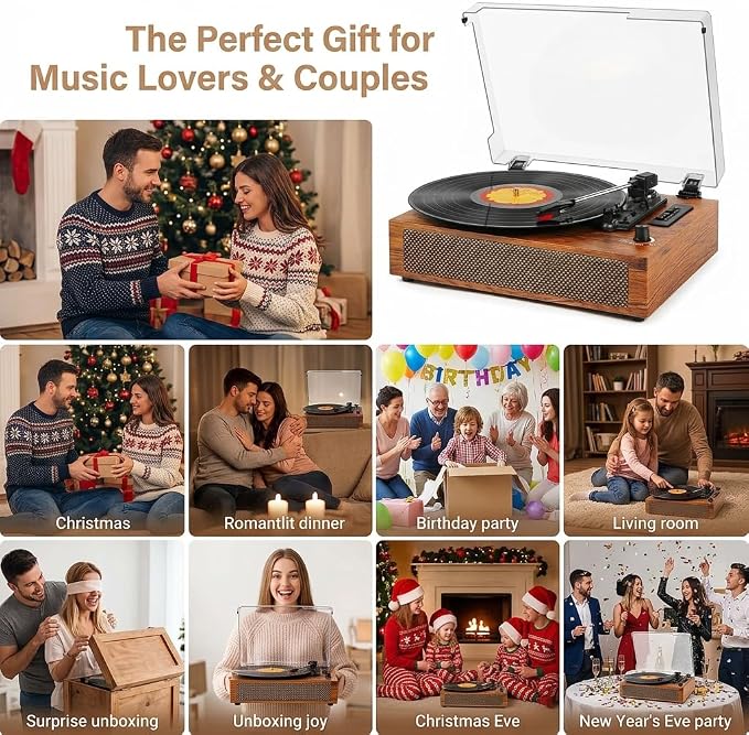 Tocadiscos Vintage con Bluetooth, USB y Altavoces Estéreo miniatura 8