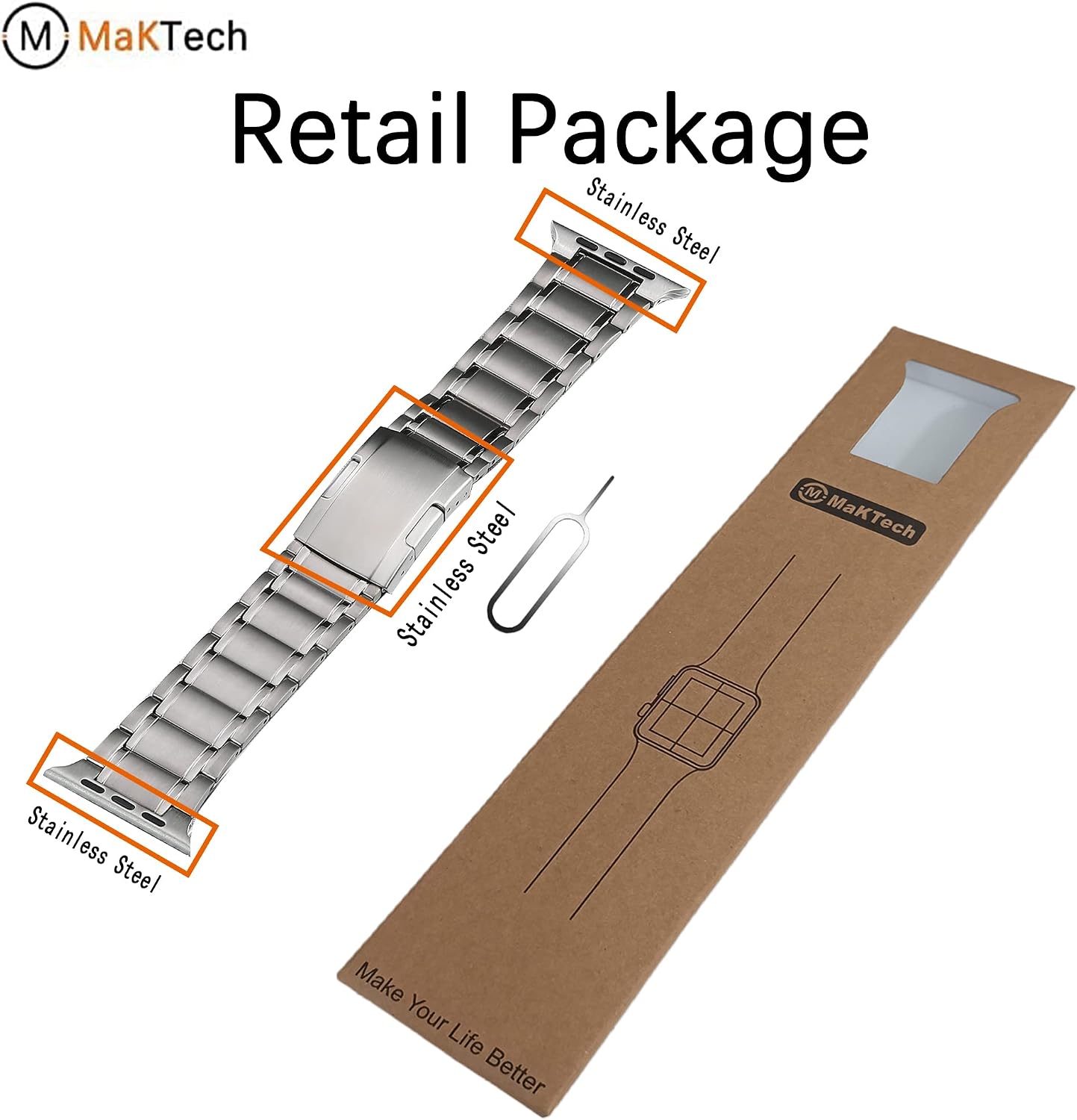 Titanium Band,Five-Piece Link Metal Bracelet with Tortoise Buckle,for Apple Watch Series 11/10/9/8/7,Ultra 3/2/1,SE 3/2/1 [2025]