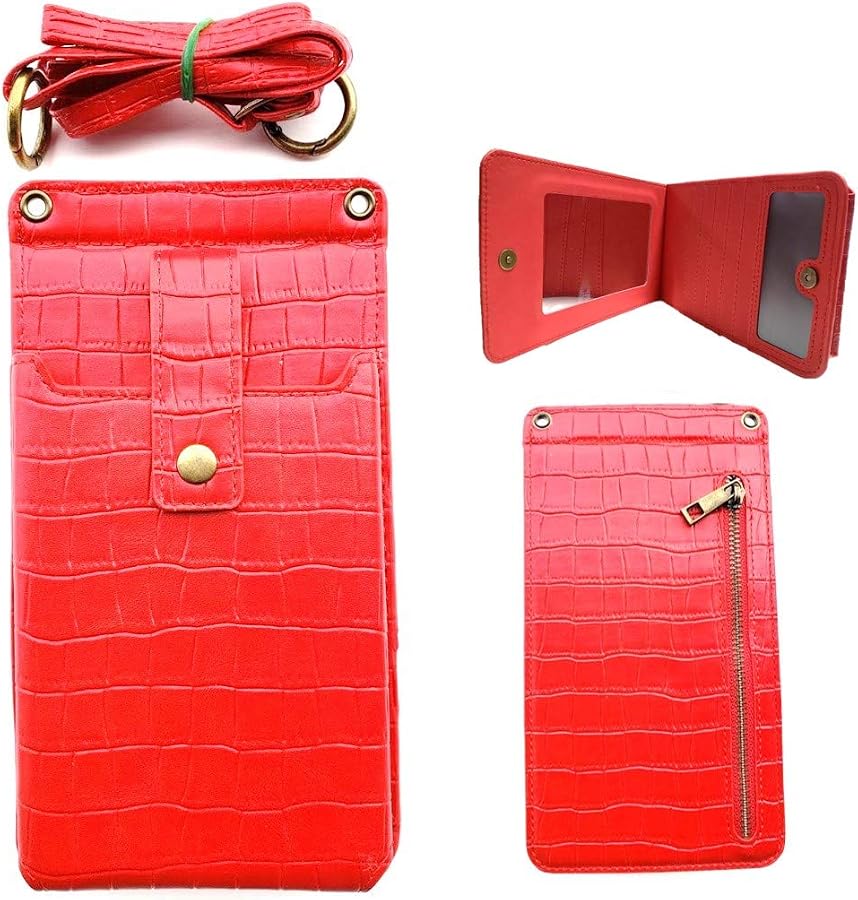 Small Crossbody Bag For Women - Lightweight Phone Purse With Adjustable Strap, Red, PU Leather
