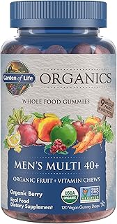 Garden of Life Organics Men 40+ Gummy Vitamins - Berry - Certified Organic, Non-GMO, Vegan, Kosher Complete Multi - Methyl B12, C & D3 - Gluten, Soy & Dairy Free, 120 Real Fruit Gummies