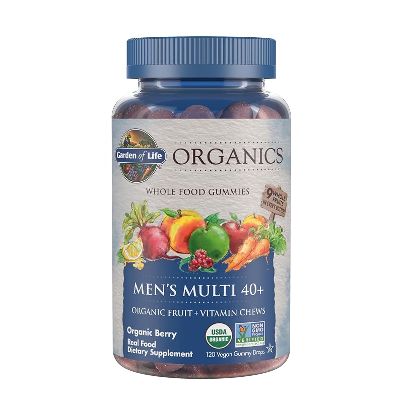 Garden of Life Multivitamínico em gomas para homens 40+ com vitaminas C, D3, E e B12, 120 gomas