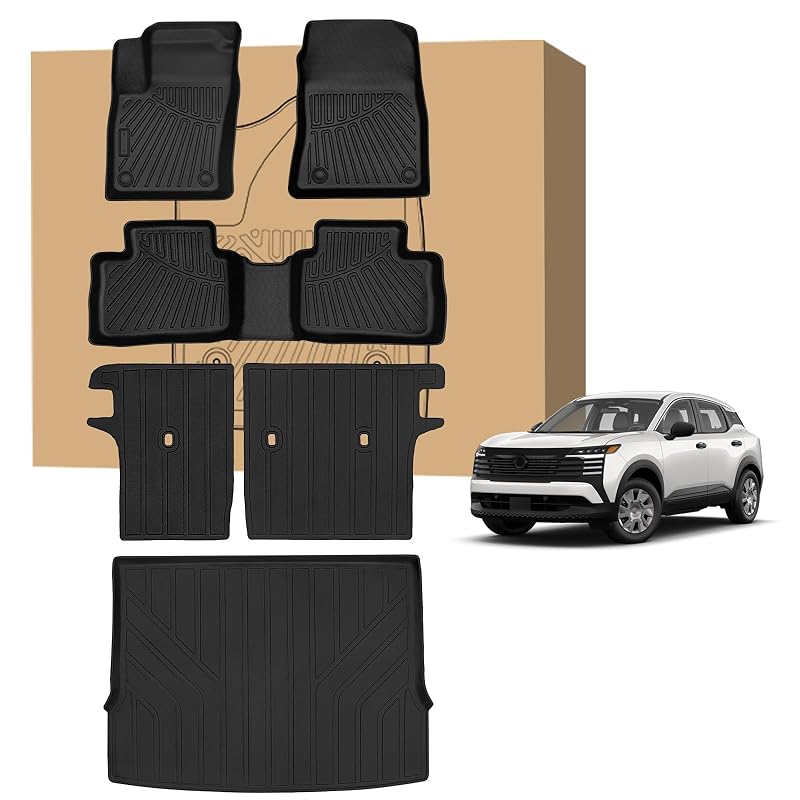 Kit de Tapetes Automotivos Peleus em TPE para Nissan Kicks 2025+, 2 fileiras, porta-malas e encosto traseiro