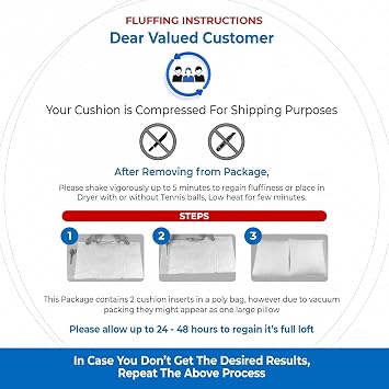 Cushion Inserts 50cm x 50cm - Pack of 2 Cushion Pads 20 x 20 Cushion Insert, Hollowfibre 50 x 50 Cushion Inner Square Pillows for Bed Hypoallergenic Inner Cushion Fillers