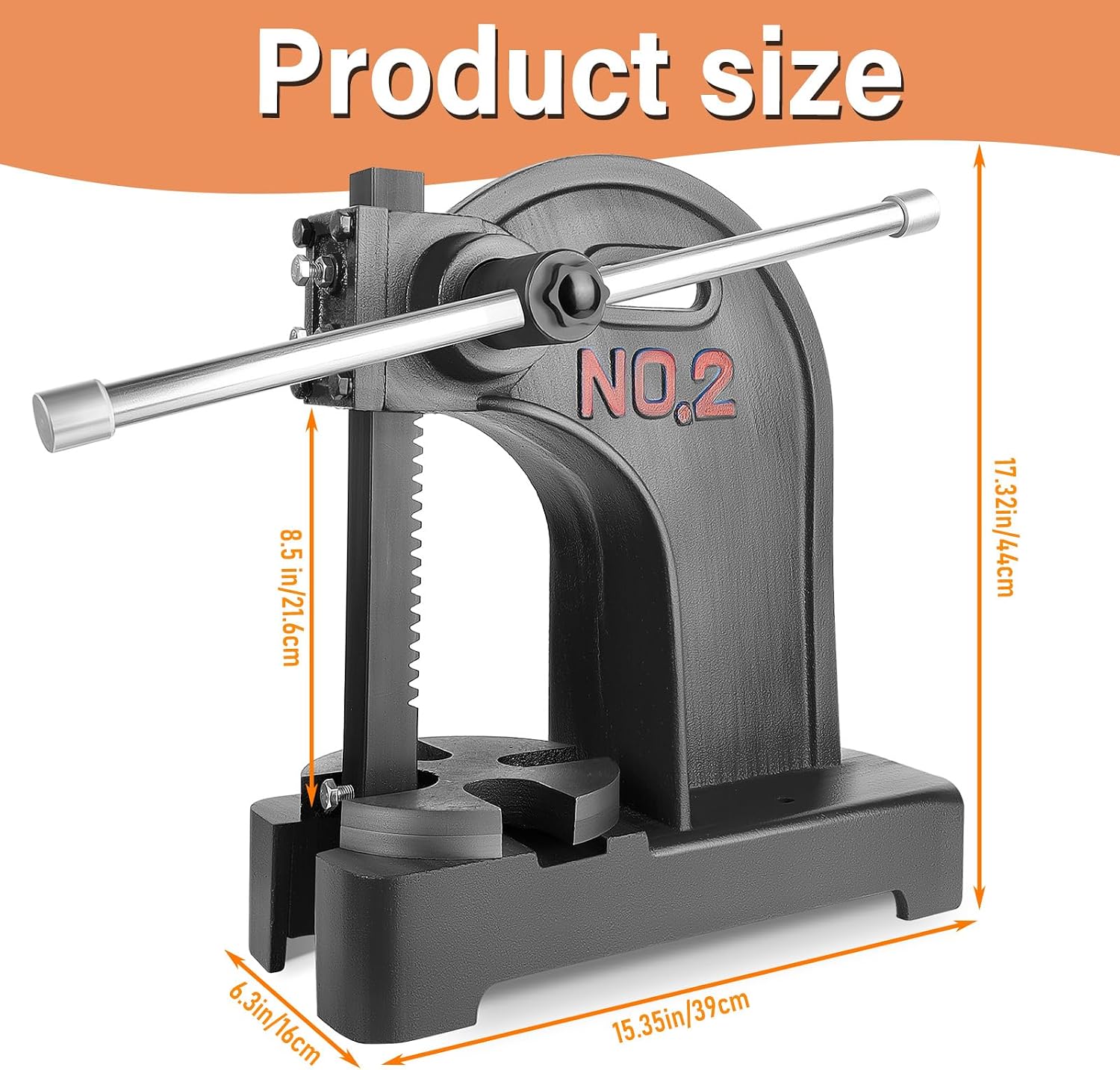 Generic Manual Arbor Press, Heavy Duty Arbor Press 2 Ton, Cast Iron Material Desktop Arbor Press, It can Stamping, Forming (black)
