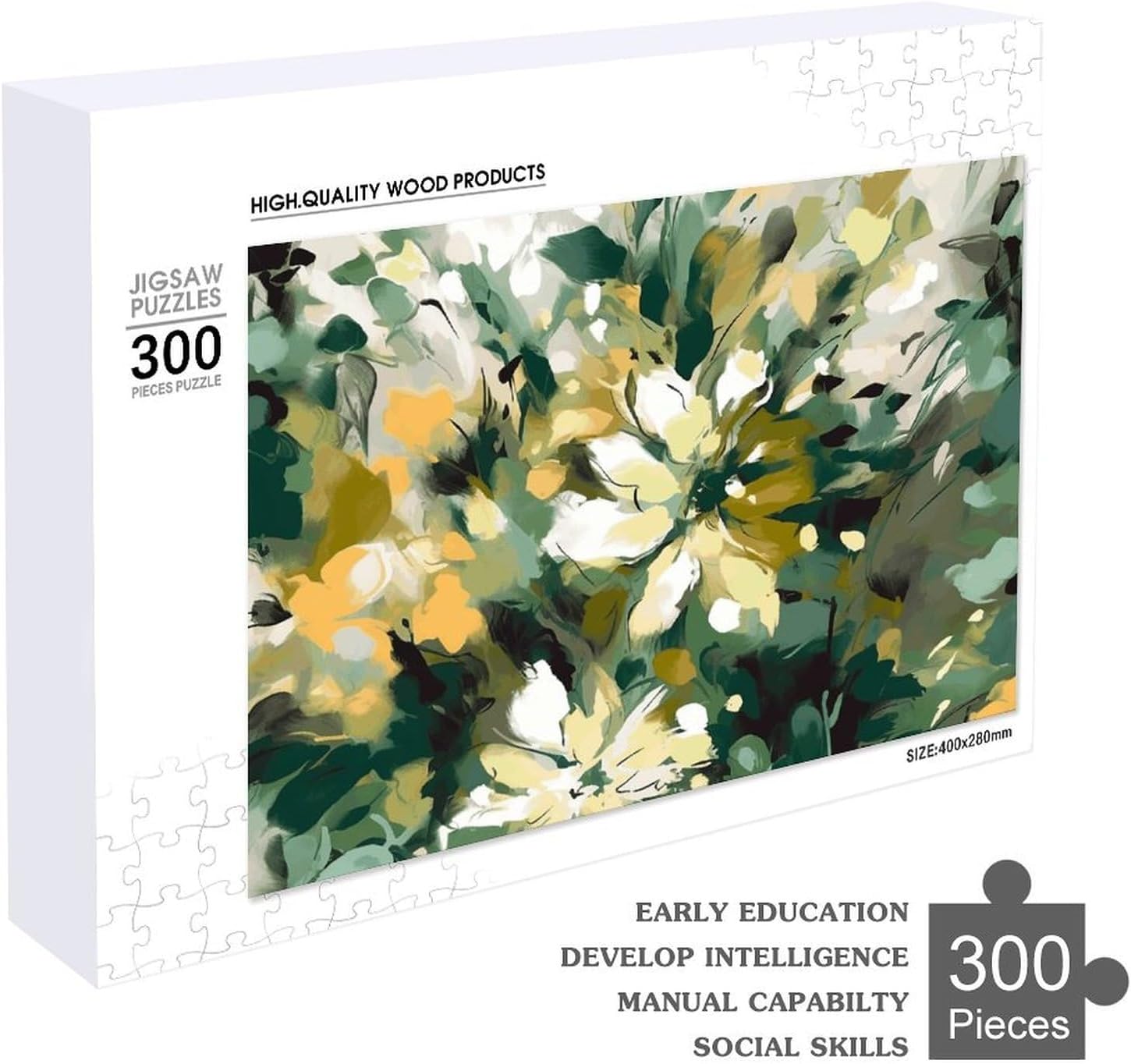 Light Yellow Dark Green Puzzles for Adults 300 PCS Home Decor image 4
