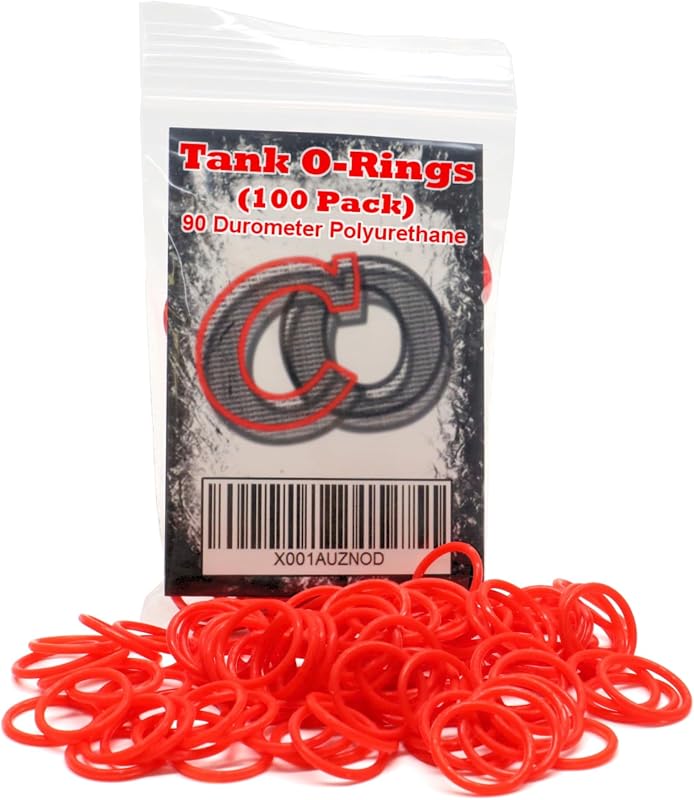 100 juntas tóricas de poliuretano para tanque de CO2/HPA (durómetro 90) [ROJO] - Orings de uretano de repuesto para tanques de paintball co2/aire de alta presión