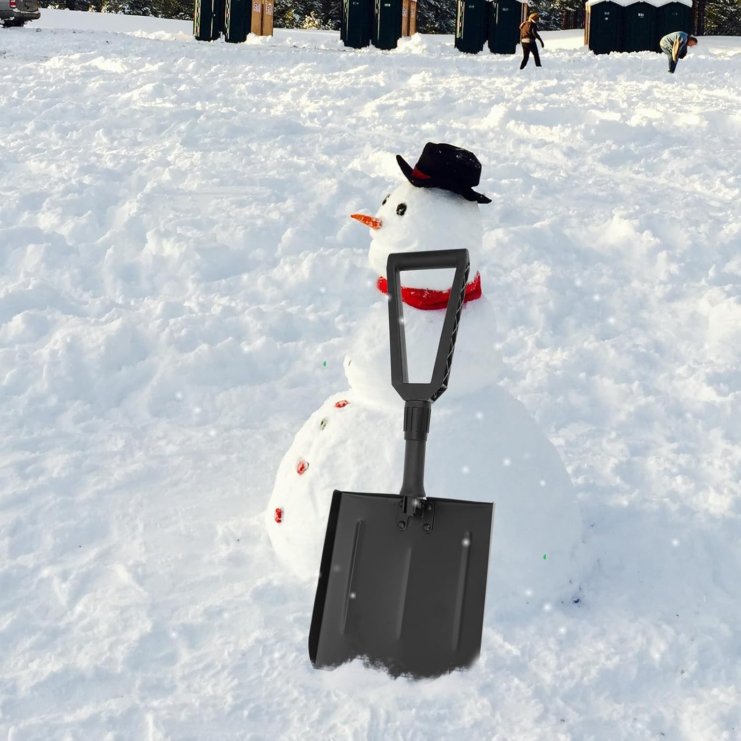 Uonlytech Multi-Function Folding Snow Shovel with Protective Bag, Portable Winter Trowel for Snow and Ice Removal, Car Emergency and Outdoor Deicing Tool, 1pcs Set