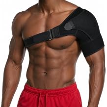 Shoulder Brace for Men & Women, Adjustable Compression Shoulder Support, Rotator Cuff Support Brace, Shoulder Stabilizer for Arthritis, Shoulder Injury, Pain Relief, Universal Fit Left & Right Shoulder Black
