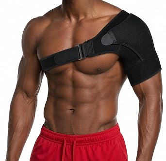 Shoulder Brace for Men & Women, Adjustable Compression Shoulder Support, Rotator Cuff Support Brace, Shoulder Stabilizer for Arthritis, Shoulder Injury, Pain Relief, Universal Fit Left & Right Shoulder Black