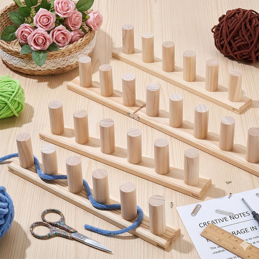 UNICRAFTALE 65" Telaio a maglia in legno per soffitti a maglia spessi 33,1 x 0,6 x 7,1 cm filato fai da te e strumenti all'uncinetto per telai a mano per principianti, idea regalo per i genitori