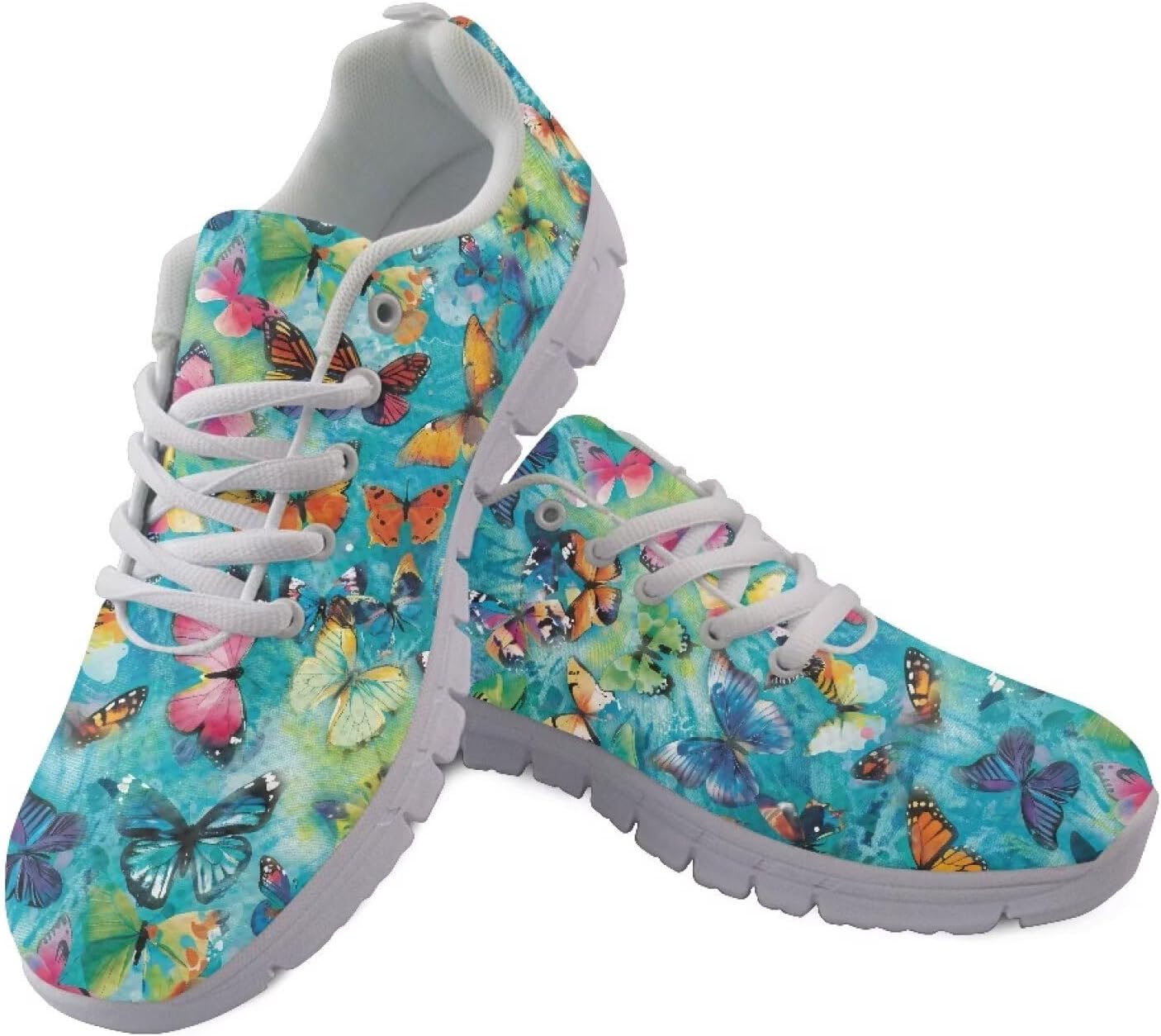 Wanyint Rainbow Stripes Print Women Tennis Sneakers Lace-up Walking Training Shoes Non Slip Sports Footwear
