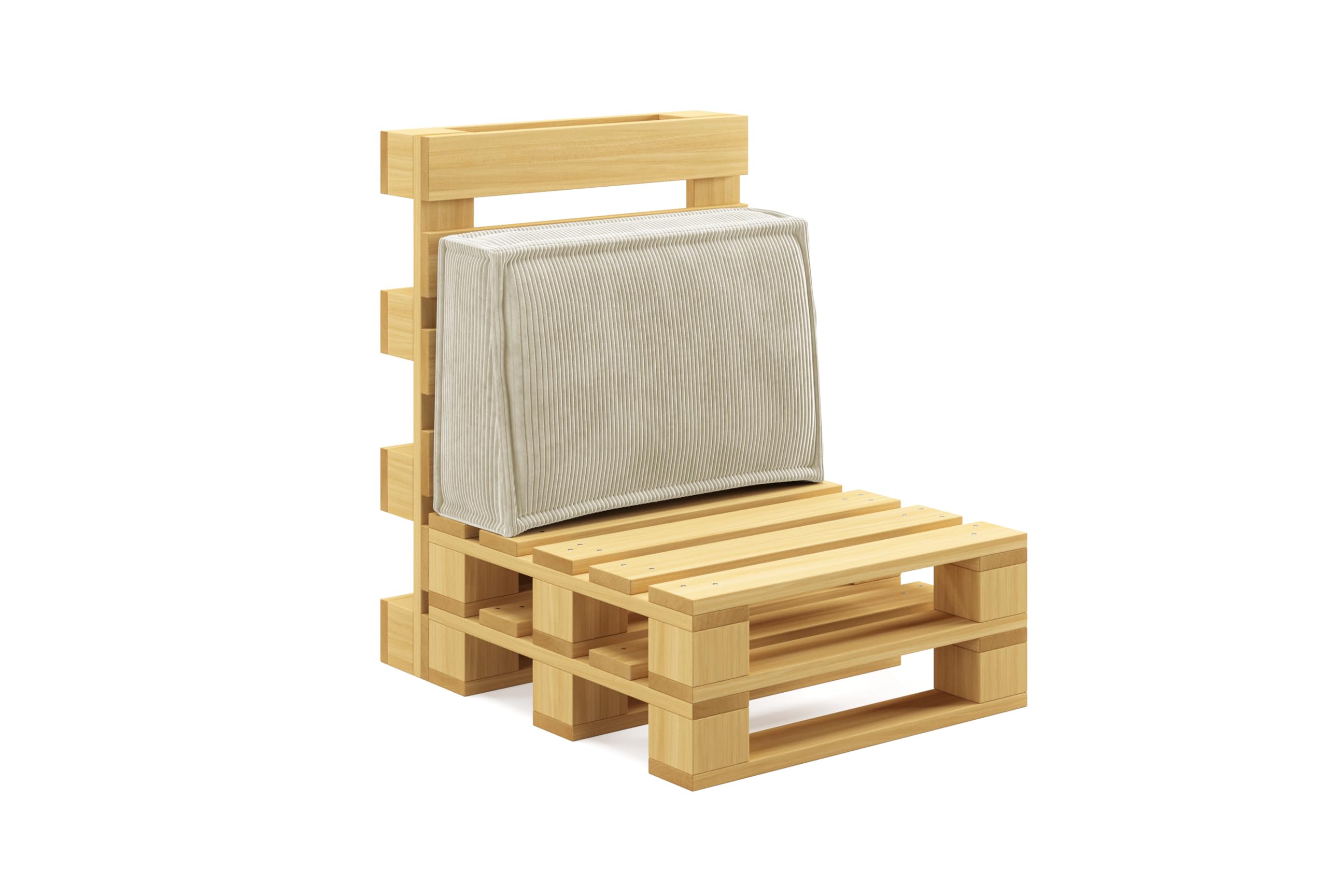 chilly pilley® Palletkussens, gemaakt van corduroy, voor EU-pallets, afneembare overtrek, zitkussen, rugkussen in vele kleuren (zijkussen 60 x 40 x 25/15 cm, grijs
