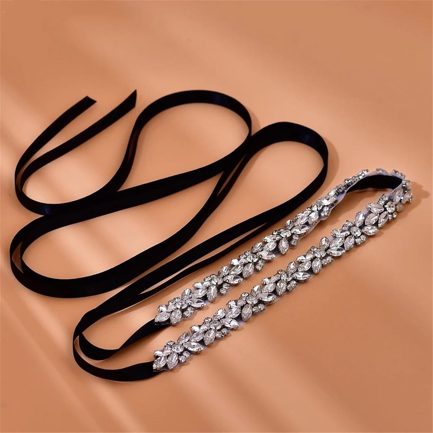 Women’S Luxury Sparkly Wedding Belt With A Thin Rhinestone Applique A Handmade Bridal Sash For Bridesmaid Dresses