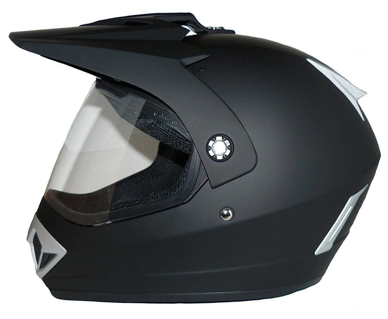 protectWEAR - Casque de moto cross casque Enduro casque noir mat V340-ES avec visière rabattable taille XL