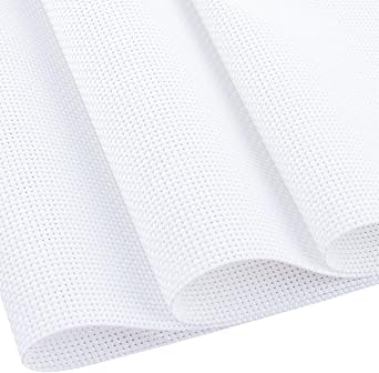 MYFAMIREA Cross Stitch Aida Fabric 11 Count, 28 by 19 Inch Large Size, Classic Reserve Cross Stitch Aida Cloth for Home DIY Embroidery Decoration, White