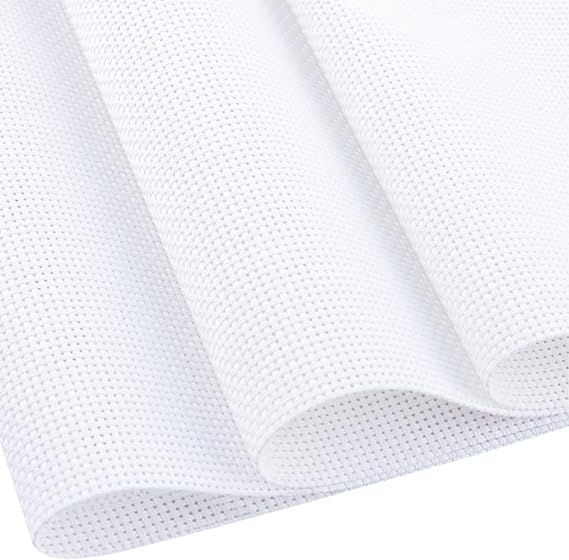 MYFAMIREA Cross Stitch Aida Fabric 11 Count, 28 by 19 Inch Large Size, Classic Reserve Cross Stitch Aida Cloth for Home DIY Embroidery Decoration, White