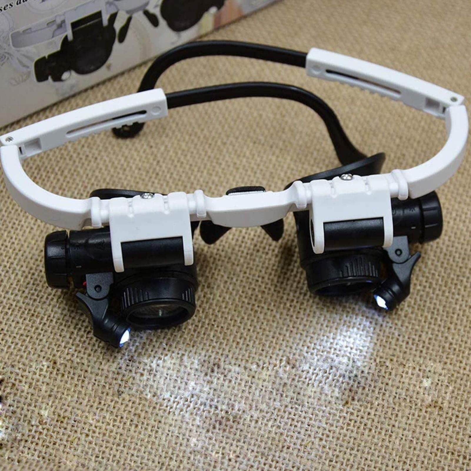 Lupa, Cabeza de Vidrio montada en la Cabeza, Lupa con luz LED para reparación de Relojes y Relojes Vision