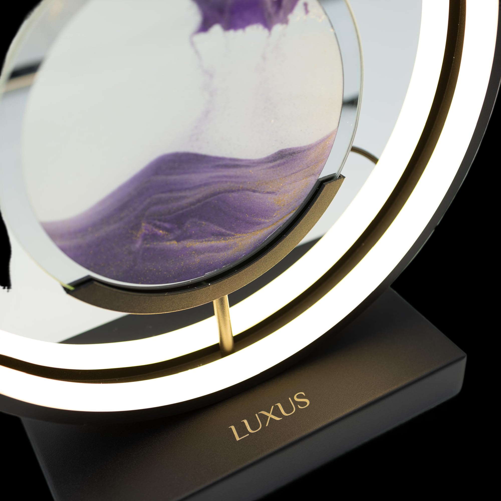 Luxus europe - Treibsand Tischlampe - Gold - Bewegte Sandkunst - Sanduhr-Lampe - Sandkunst in Glas - Schreibtischlampe - LED - Dimmbar - Industriell und modern - Nachtlicht für das Schlafzimmer