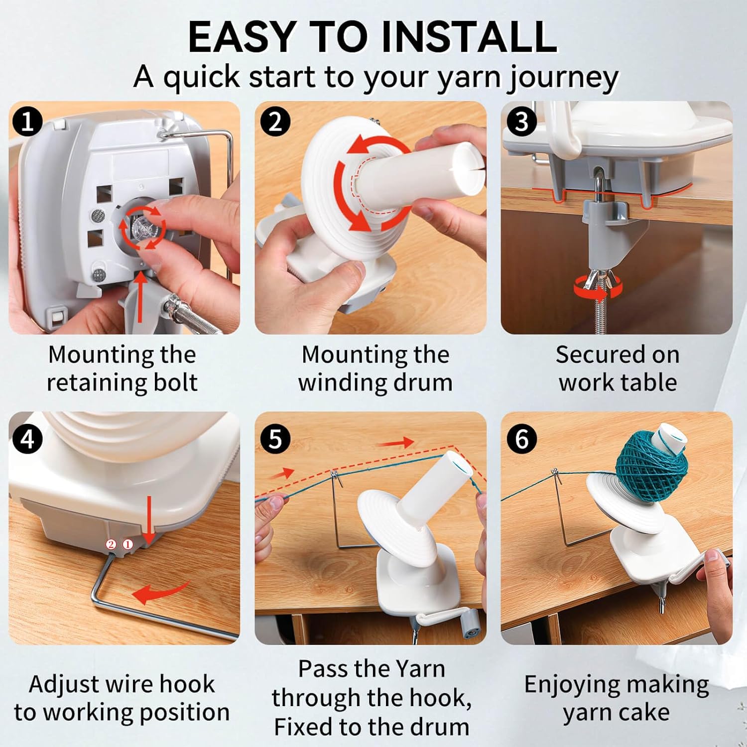 SPEENSUN Yarn Winder, Yarn Spinner, 3.5 OZ Easy-to-Install and Efficiently Yarn Ball Winder with Lower Noise, Yarn Winder Manual for Crochet and Knitting Enthusiast for Yarns Below Size 5