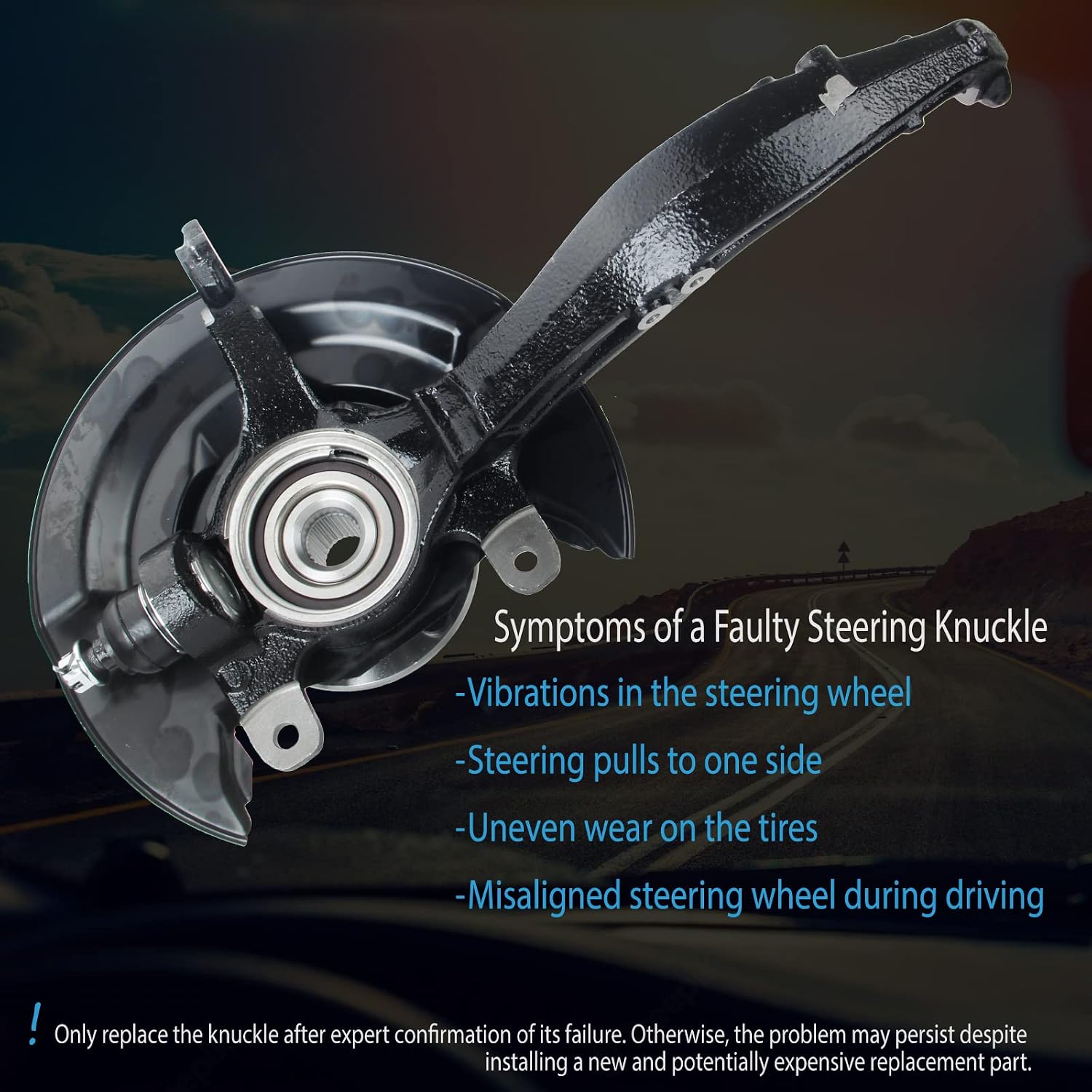 Steering Knuckle Wheel Hub Bearing Assembly Front Left Driver Compatible with Accord Manual Trans. 2.4L 2003 2004 2005 2006 2007 698-403