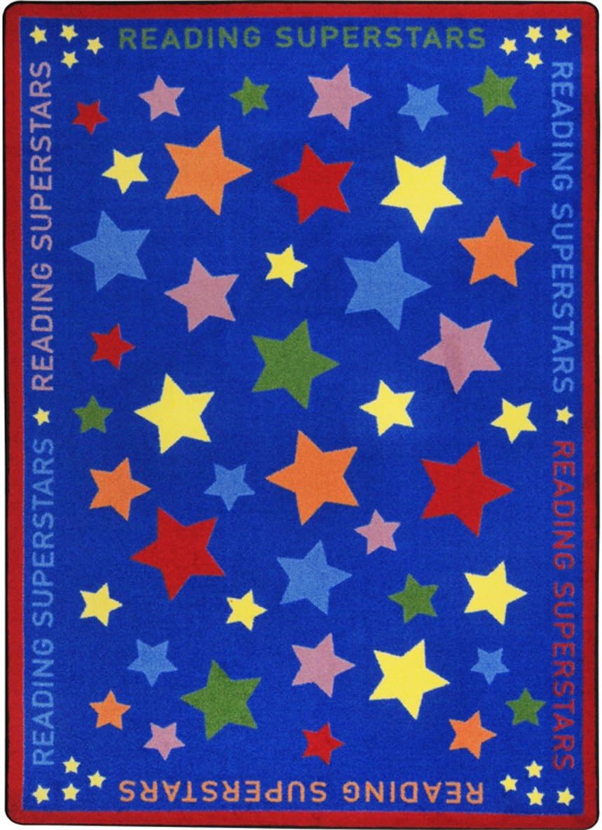 Joy Carpets Kid Essentials Reading Superstars Childrens Rugs, Multicolor, 5'4" x 7'8"