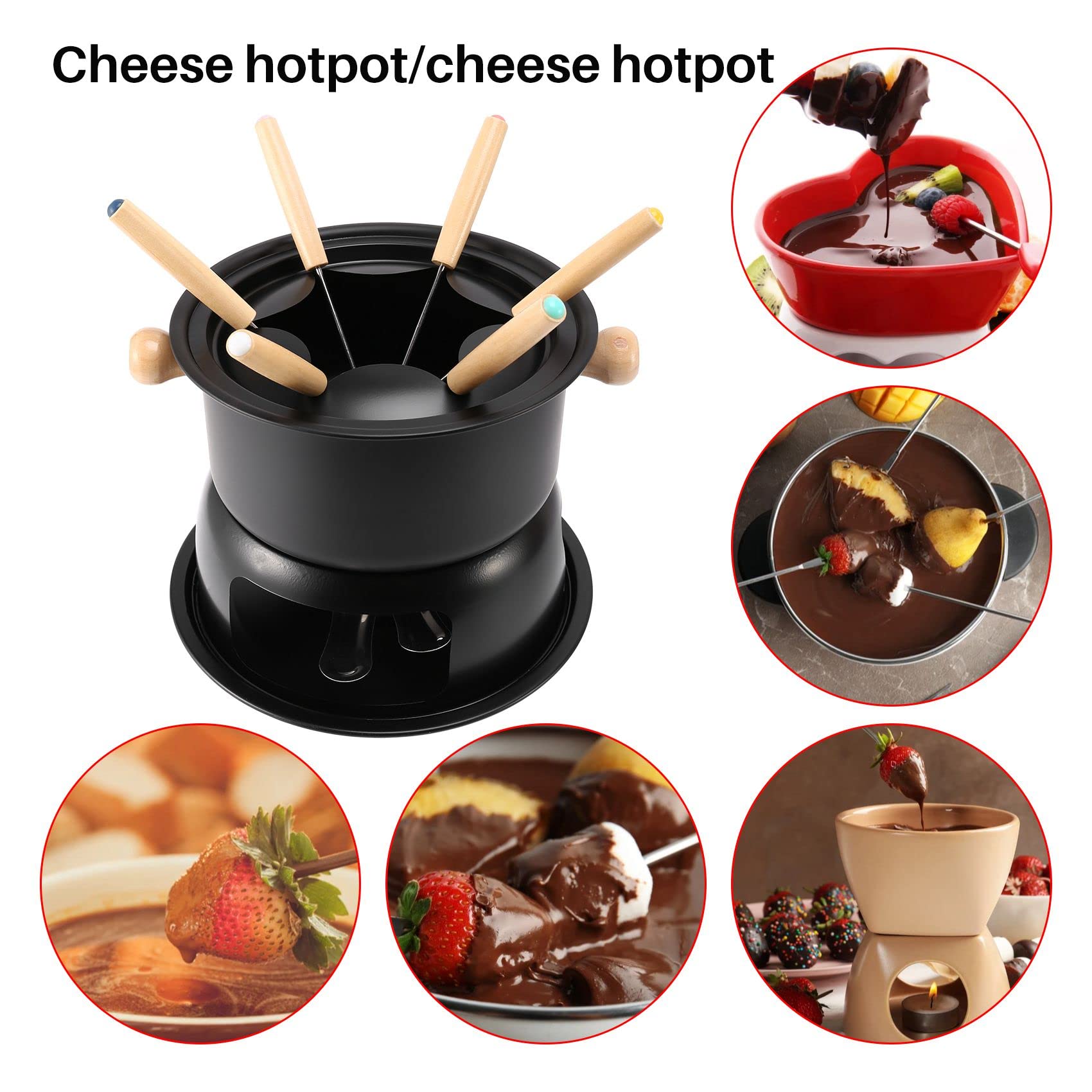 Set per Fonduta al Cioccolato Set per Fonduta Multifunzione in Acciaio al Carbonio per Gelato al Cioccolato con Formaggio Hot Pot
