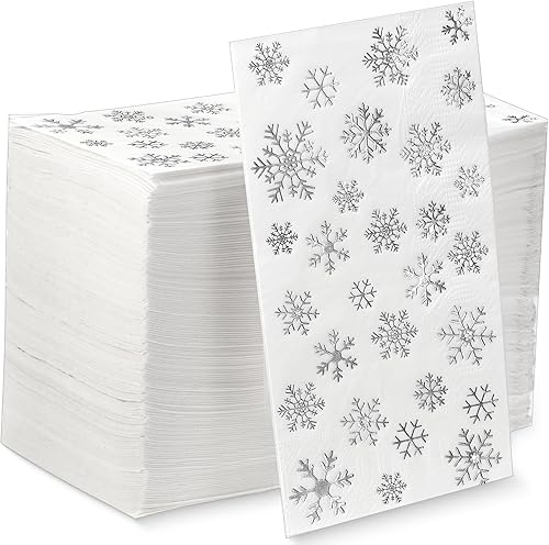 Miniatura 1 de 150 servilletas de copo de nieve de Navidad de 3 capas desechables de papel para invitados, servilletas para baño, Navidad, vacaciones, boda,