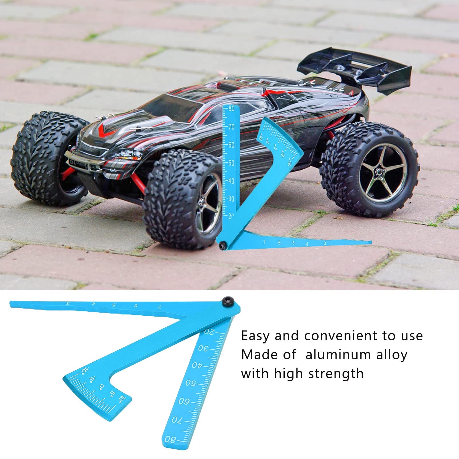 Righello Regolabile Per Auto RC - Misura Altezza E Campanatura Ruote - Lega Di Alluminio - Colore Blu - Foto 10