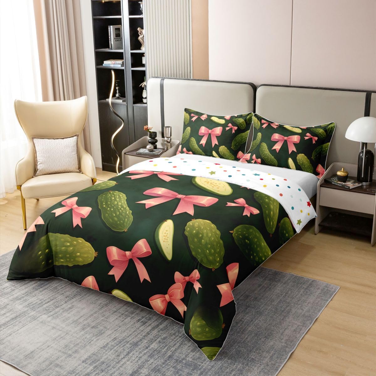 Homewish Rosa Schleife Gurken Baumwolle Bettwäsche 155x220