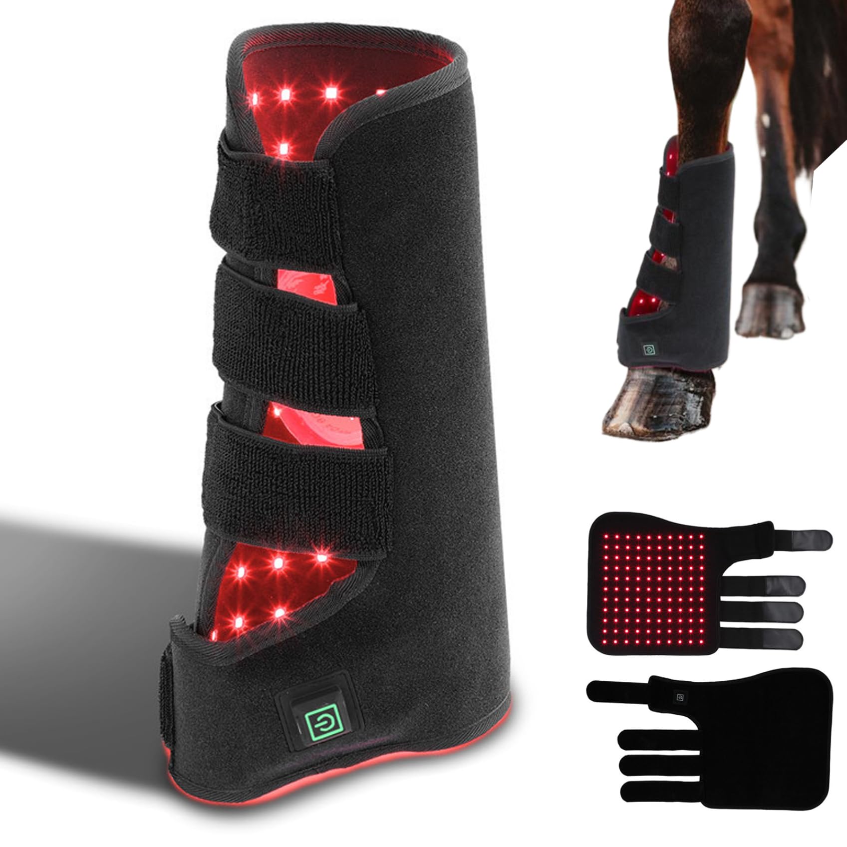 Ceinture de lumière Rouge pour Les Jambes du Cheval, Bande de lumière Rouge Infrarouge 850 nm et LED 660 nm, Infrarouge Portable pour la récupération Musculaire du Cheval, Coussin d