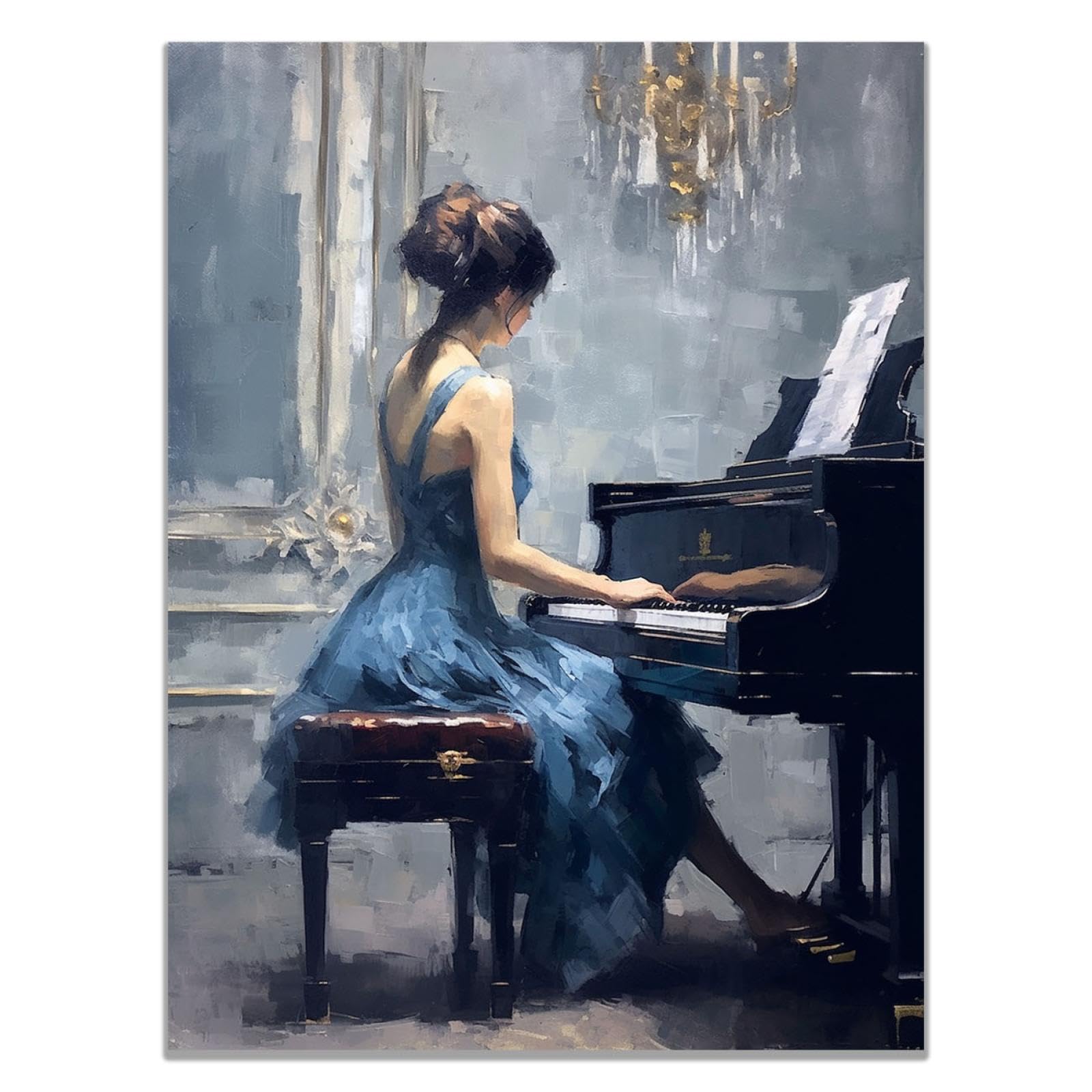 Amazon.co.jp: SHYAMIC 抽象的なカラフルな絵画, ピアノを弾く優雅な美