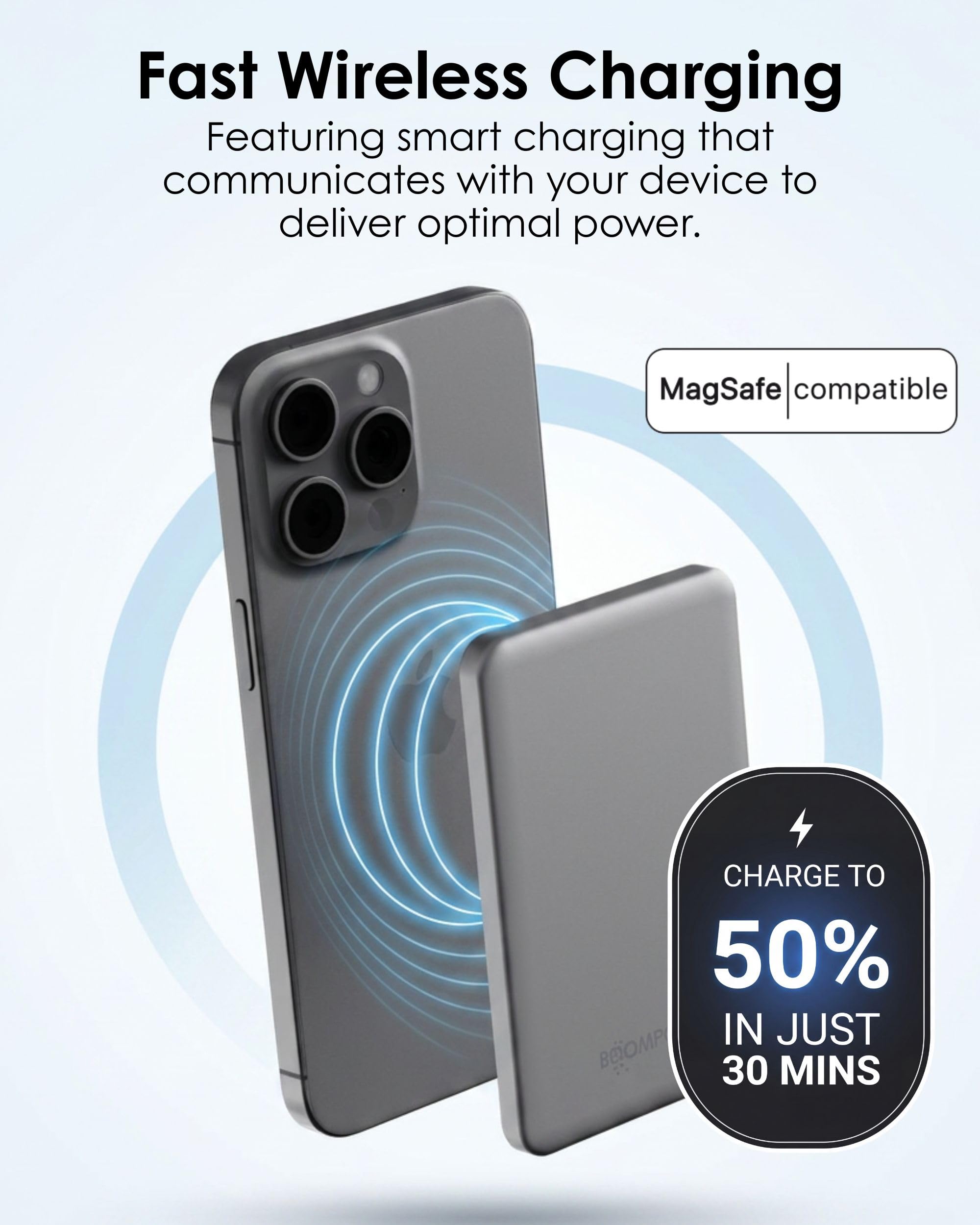 Boompods PowerSnap 5000mAh Graffite Magnetic Powerbank