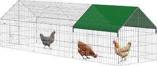 Metal Chicken Coop, 106" x 30" x 30" Chicken Run for Yard with Cover, Poultry Cage, Outdoor Portable Hen Enclosure Crate Kennel Duck Coop Hutch for Backyard Small Animals Duck Rabbit, Green