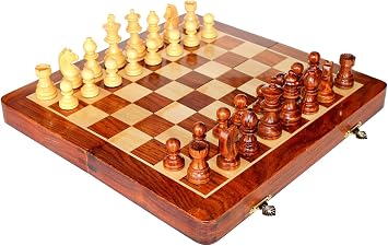 StonKraft Wooden Chess Board Game Set with Wooden Magnetic Chess Pieces 12" X 12" Inches