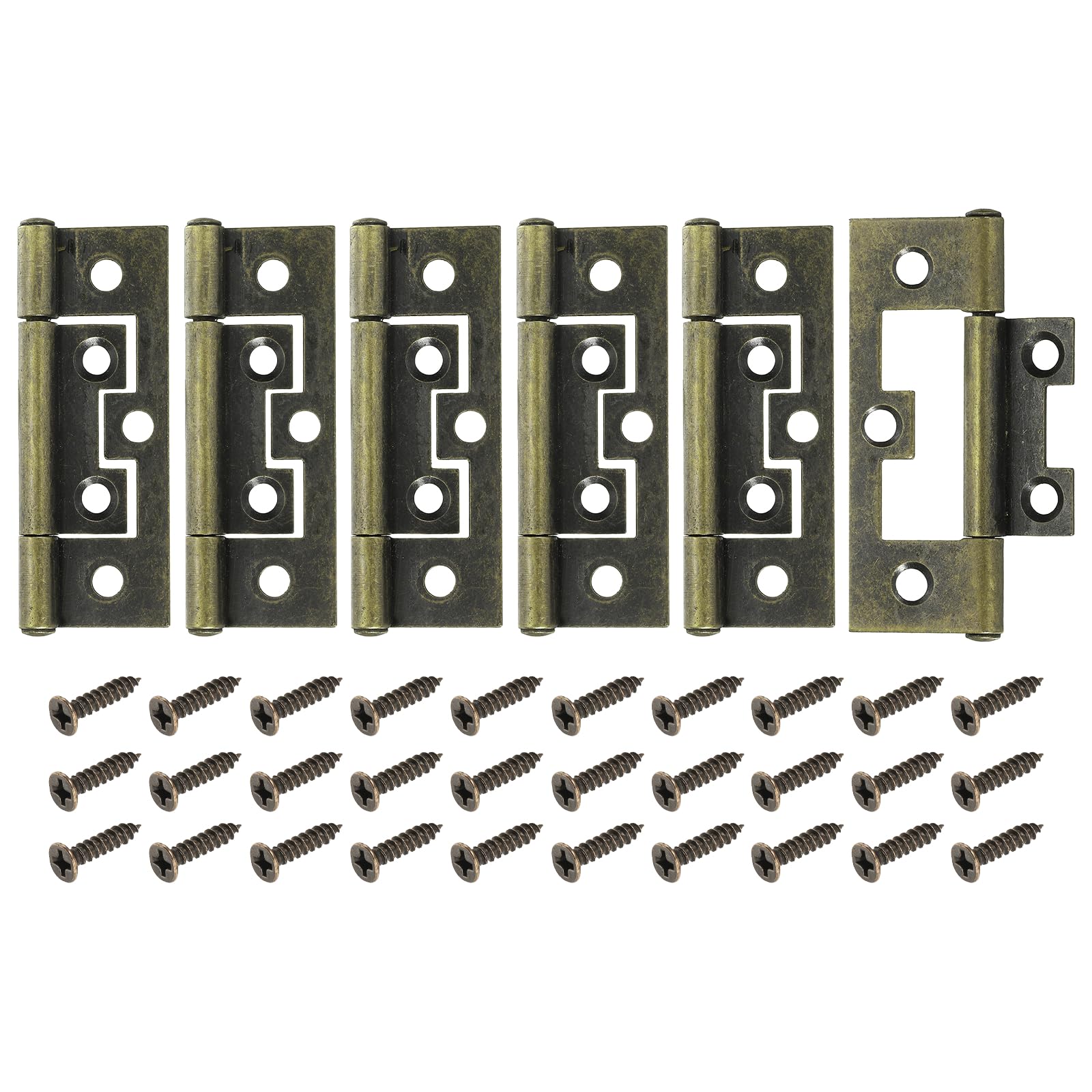 sourcing map 6Pcs 6.5 x 3.5cm Non Mortise Butterfly Hinge Bronze