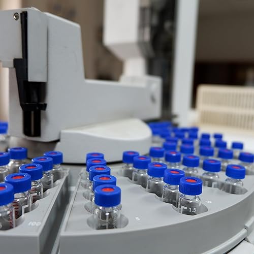 Miniatura 15 de PATIKIL 2ml Autosampler Vial, 1000 Pack HPLC/GC Vials 9-425 Lab Clear Vials Sample Vial Screw Cap Writing Patch Red PTFE & White Silicone Septa for